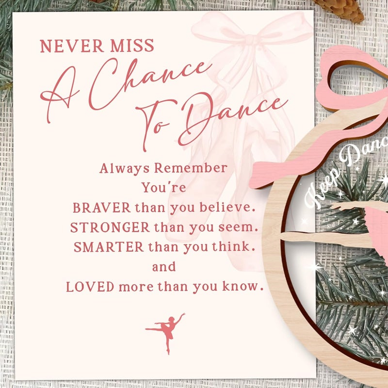 MAPDTWO Ballerina Ornament - Ballerina Ornaments for Christmas Tree - Dance Ornament - Ballet Gifts for Girls, Kids - Ballet Dancer Gifts - Wood & Acrylic Christmas Ornament 2025 with Card - Image 3